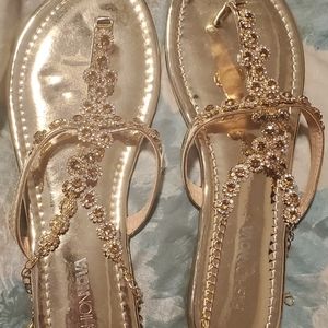 Gold champagne rhinestone sandal